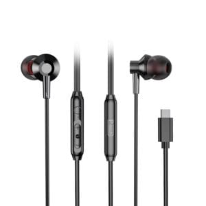אוזניות P-T C2 סיליקון עם חיבור Type-C - שחור